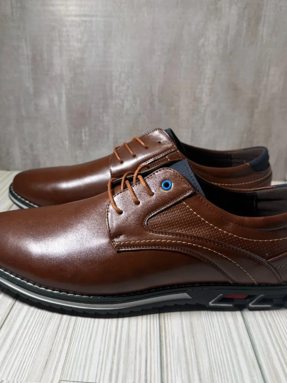 Men's Dress Shoes Size 12.5 Brown Lace Up Business Casual Comfort Oxfords NWOB
